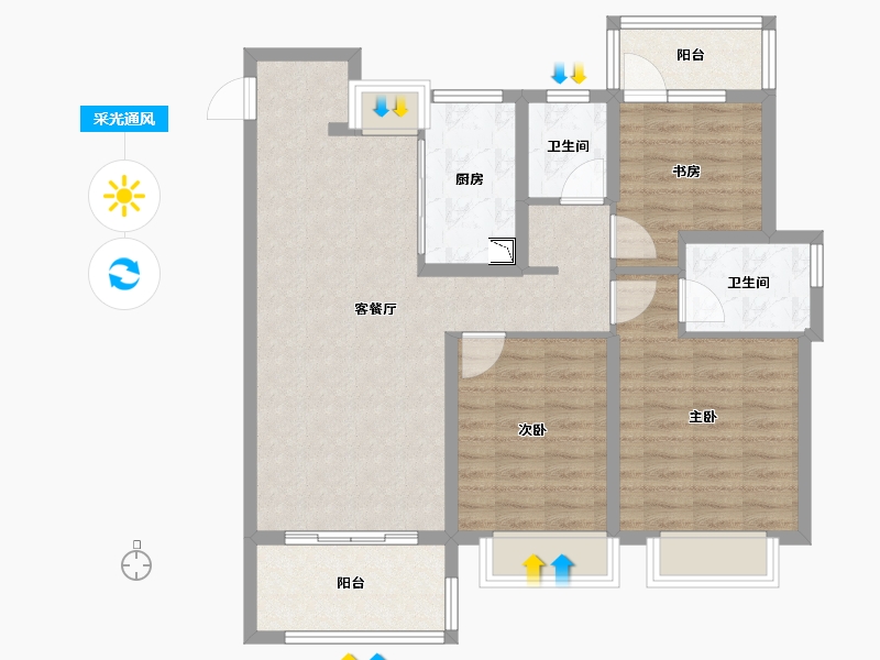 江苏省-镇江市-远洋香奈河畔-92.05-户型库-采光通风