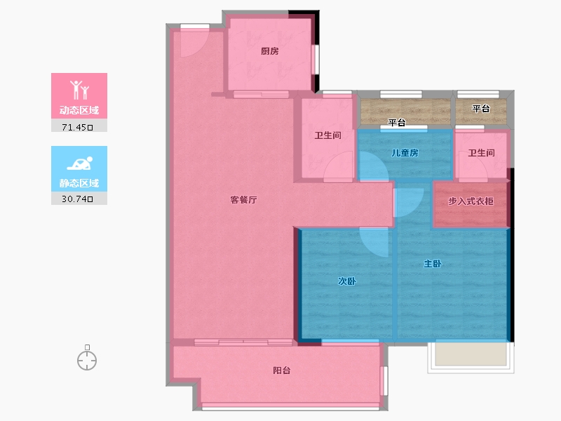 福建省-泉州市-华尔顿Q空间-96.01-户型库-动静分区