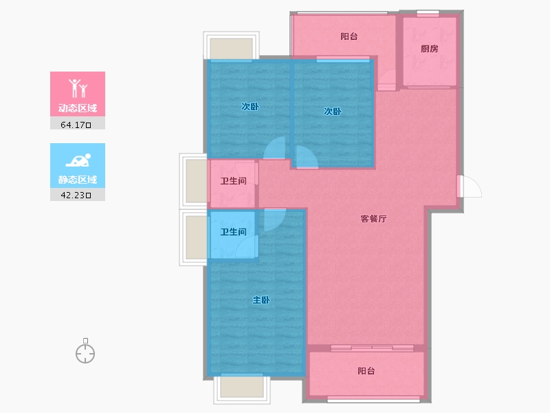 广东省-汕头市-清华熙园-96.89-户型库-动静分区