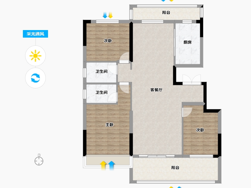 湖北省-十堰市-汉成国宾府-117.98-户型库-采光通风