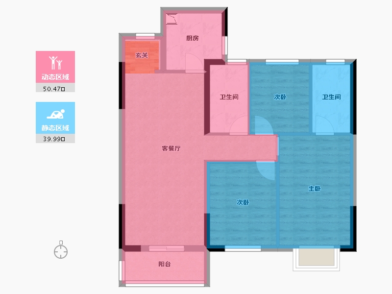 湖北省-武汉市-翡翠中心・润玺-80.85-户型库-动静分区