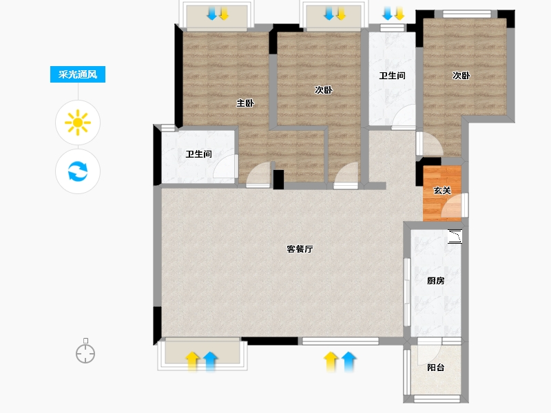 四川省-成都市-龙润丰锦-99.05-户型库-采光通风