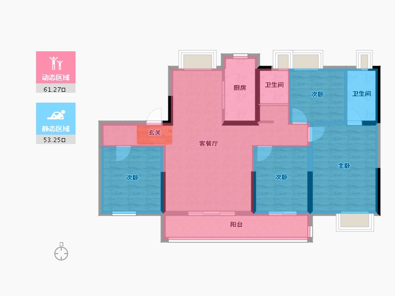 湖北省-武汉市-碧桂园云境-102.69-户型库-动静分区