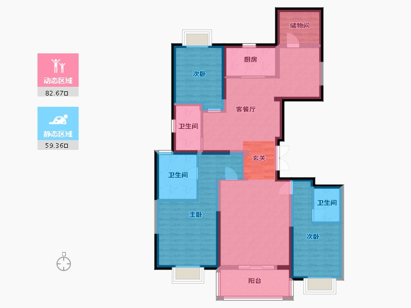 湖北省-武汉市-琨瑜府-126.72-户型库-动静分区