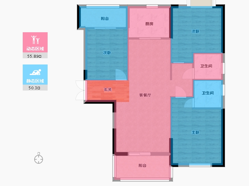 湖北省-武汉市-湖景雅苑-96.47-户型库-动静分区