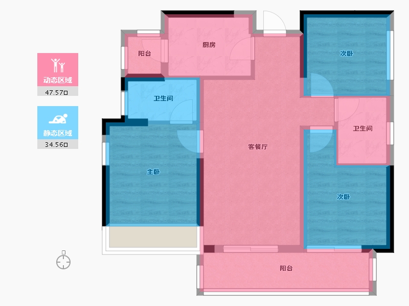 四川省-绵阳市-领地东原阅城-72.76-户型库-动静分区