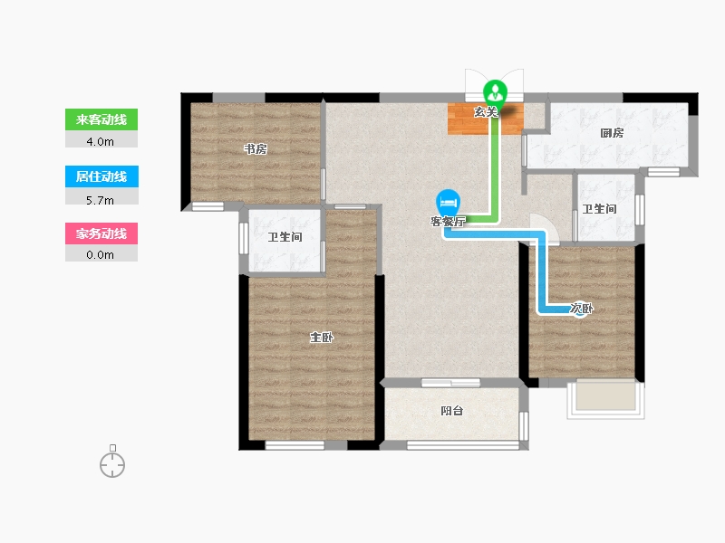 湖北省-武汉市-湖景雅苑-89.60-户型库-动静线