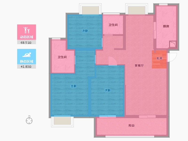 湖北省-武汉市-金地中核格林格林-98.58-户型库-动静分区