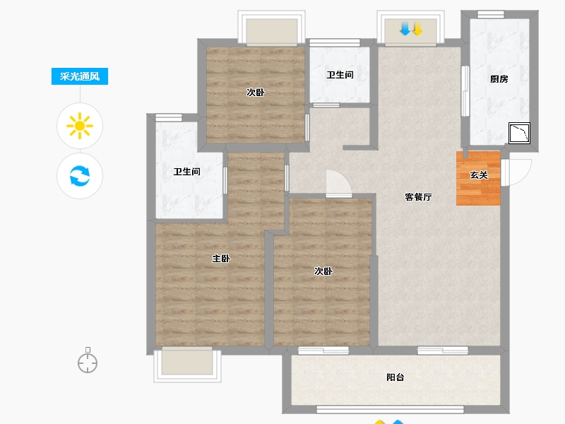 湖北省-武汉市-金地中核格林格林-98.58-户型库-采光通风