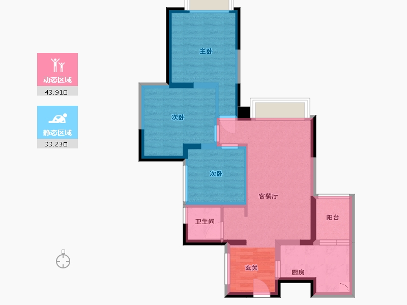 四川省-成都市-中铁骑士府邸-67.24-户型库-动静分区