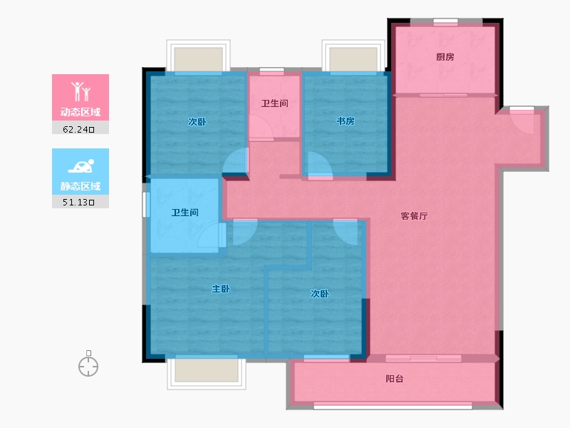 湖北省-武汉市-武汉英赫当代城MOMΛ-101.60-户型库-动静分区