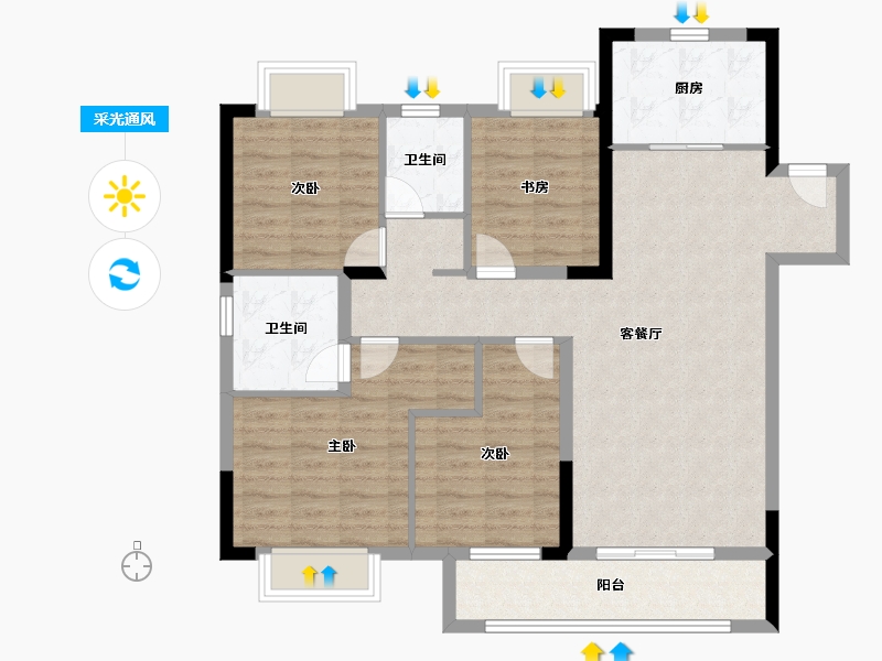 湖北省-武汉市-武汉英赫当代城MOMΛ-101.60-户型库-采光通风