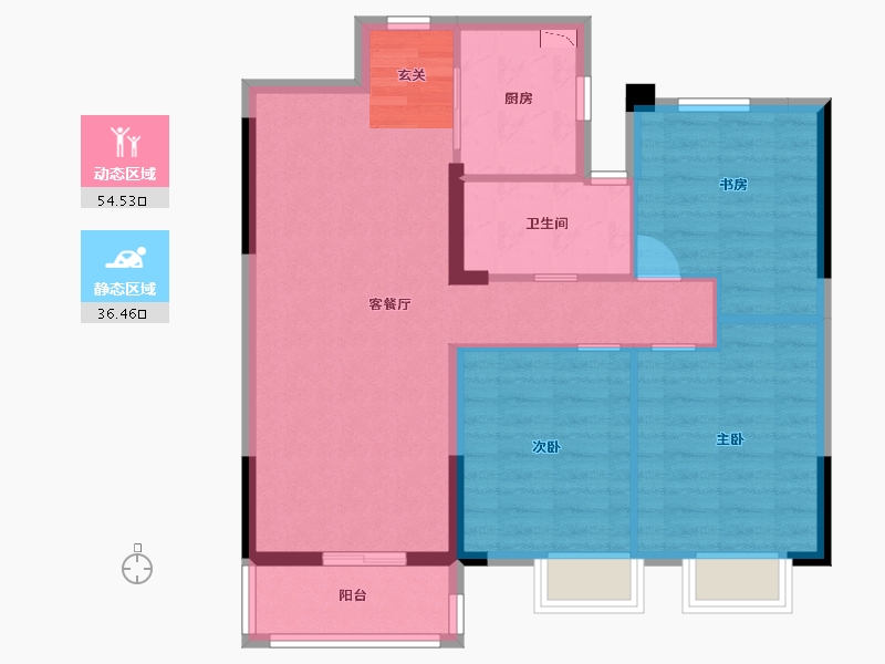 湖北省-武汉市-武地融创锦上公馆-81.80-户型库-动静分区