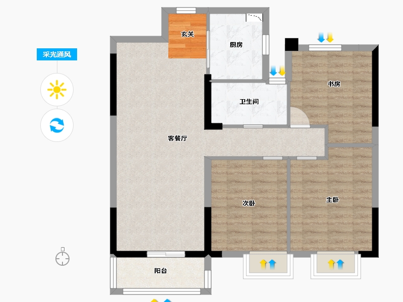 湖北省-武汉市-武地融创锦上公馆-81.80-户型库-采光通风