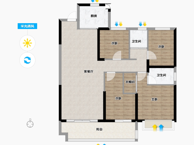 安徽省-铜陵市-铜陵碧桂园-120.00-户型库-采光通风