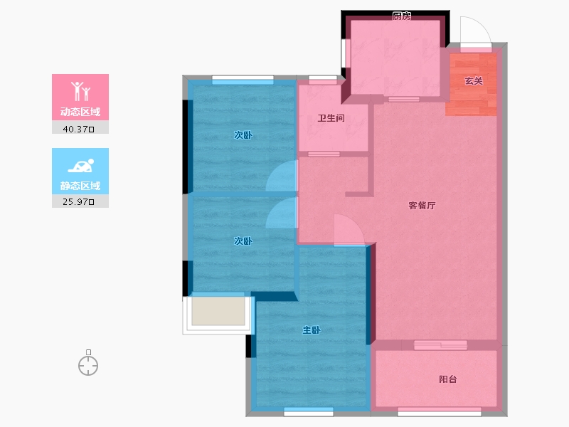 福建省-福州市-龙湖盛天兰园 | 春江天玺-58.67-户型库-动静分区