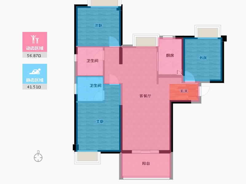 福建省-福州市-琅岐山语城-87.70-户型库-动静分区