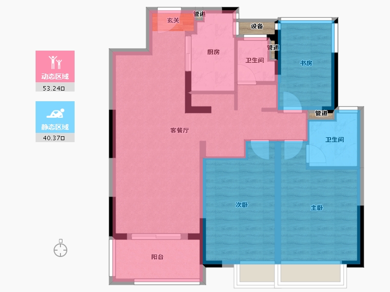 江苏省-南京市-汤山玉兰公馆-84.23-户型库-动静分区