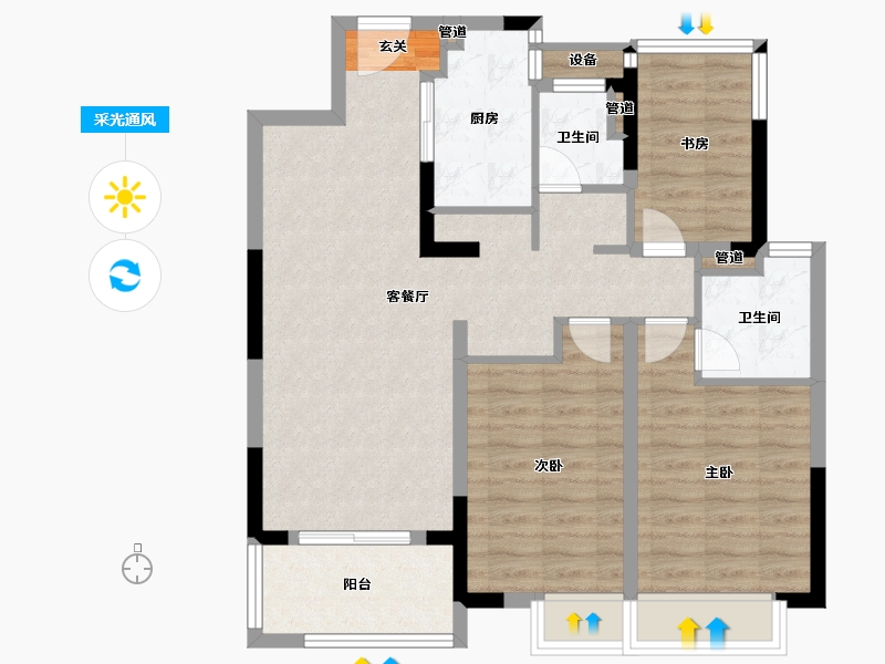 江苏省-南京市-汤山玉兰公馆-84.23-户型库-采光通风