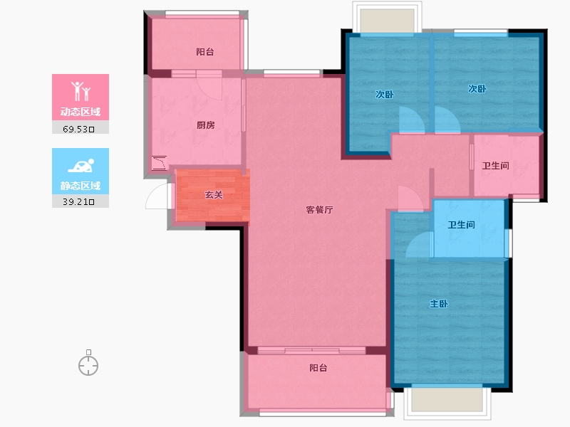 福建省-福州市-龙岩恒大绿洲-97.67-户型库-动静分区