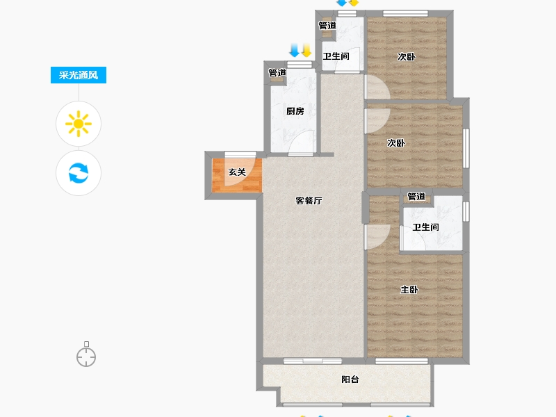 江苏省-南京市-�Z悦名邸-94.00-户型库-采光通风