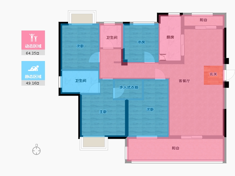 福建省-福州市-融创观樾台-101.51-户型库-动静分区