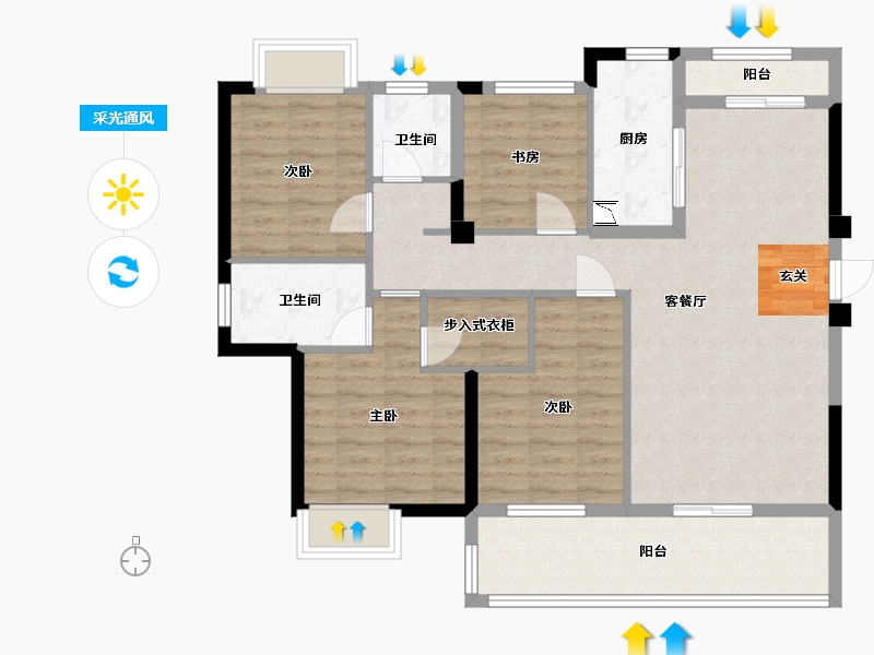 福建省-福州市-融创观樾台-101.51-户型库-采光通风