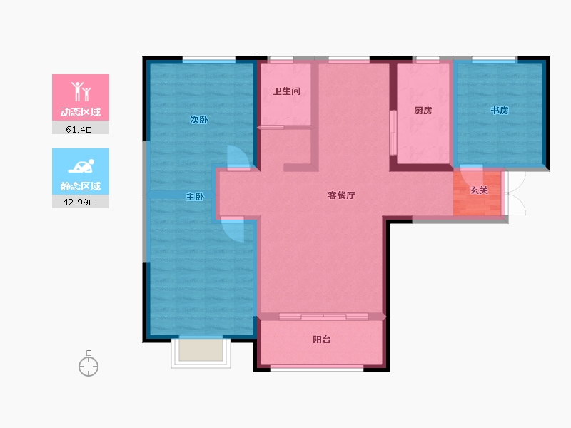 甘肃省-定西市-永生北玻紫御华府-92.80-户型库-动静分区