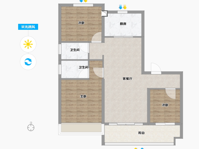 安徽省-宣城市-碧桂园山河一品-93.00-户型库-采光通风