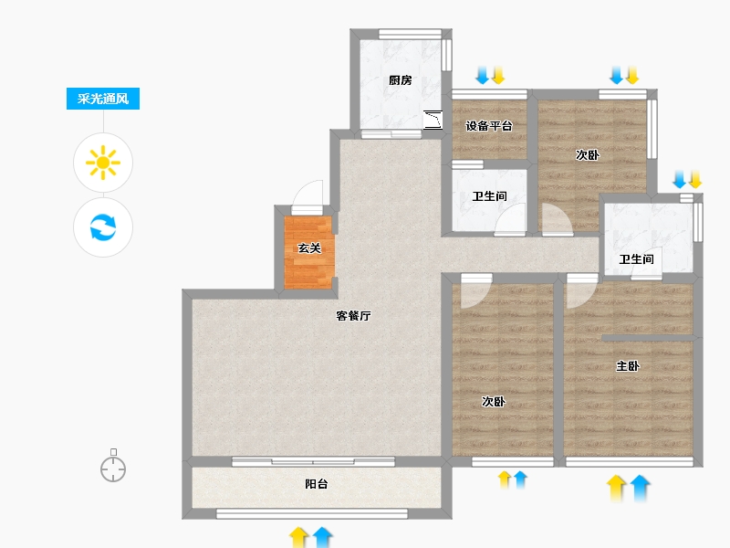 浙江省-杭州市-融信公馆ARC-97.56-户型库-采光通风