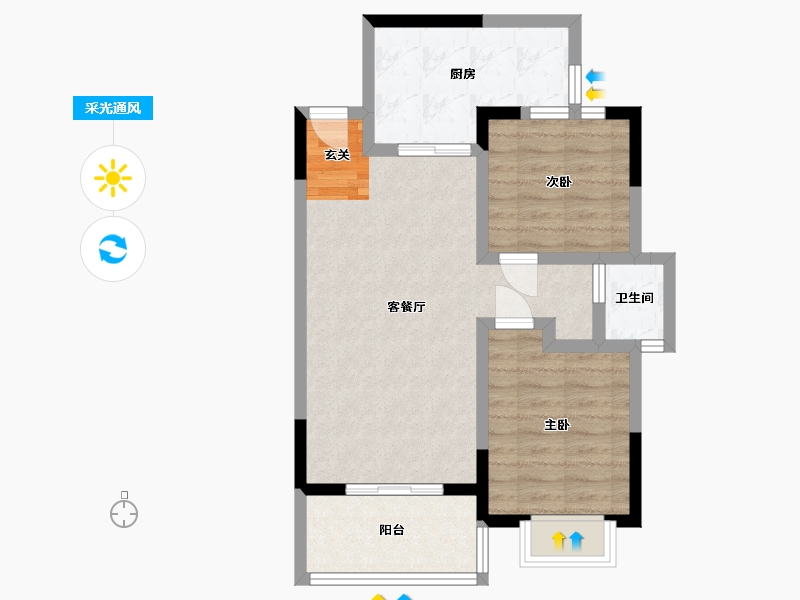 广西壮族自治区-北海市-汇联・海湾明珠二期-63.33-户型库-采光通风