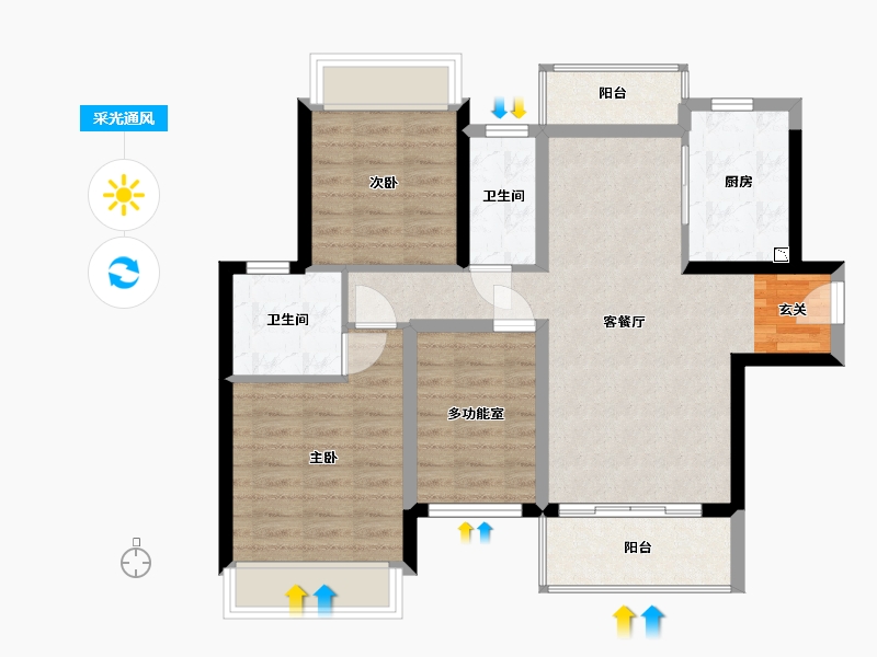 广东省-江门市-新会骏景湾・领誉-76.89-户型库-采光通风