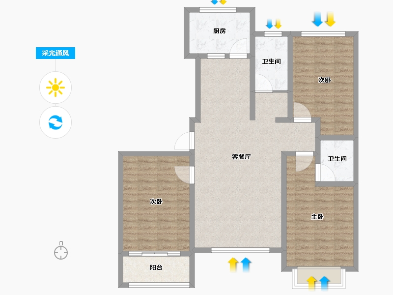 山东省-潍坊市-东鲁学府-103.00-户型库-采光通风