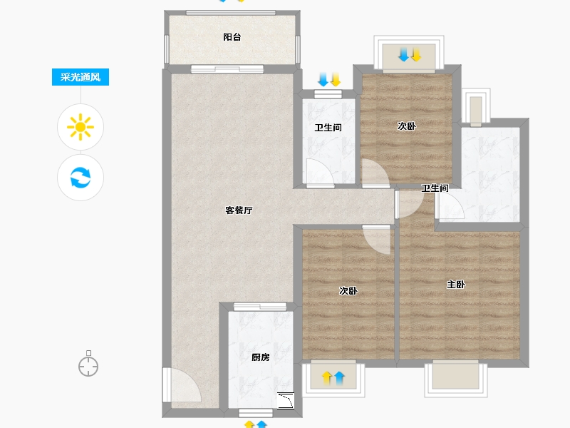 湖南省-长沙市-长沙雅居乐新地-81.05-户型库-采光通风