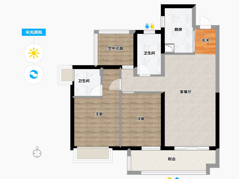 广东省-湛江市-保利・海上大都汇-75.19-户型库-采光通风