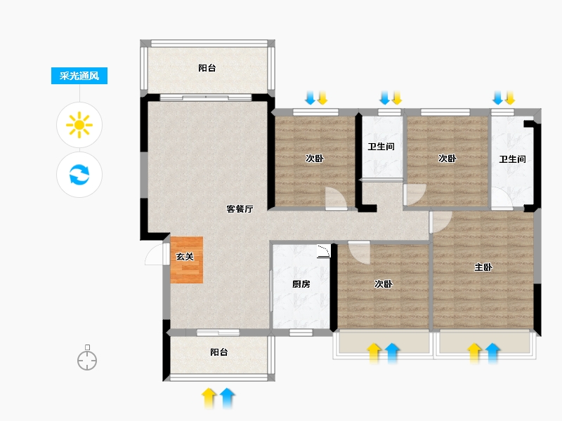 广东省-湛江市-碧桂园公园首府-114.40-户型库-采光通风