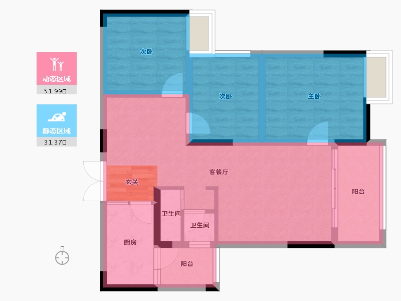 重庆-重庆市-万州星光上院-73.68-户型库-动静分区