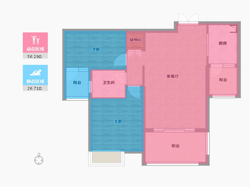 湖南省-邵阳市-京都世纪城-74.21-户型库-动静分区