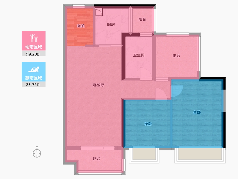 广东省-湛江市-奥园悦时代・熙园-73.60-户型库-动静分区