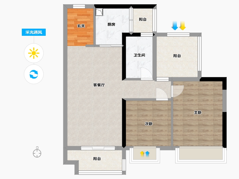 广东省-湛江市-奥园悦时代・熙园-73.60-户型库-采光通风