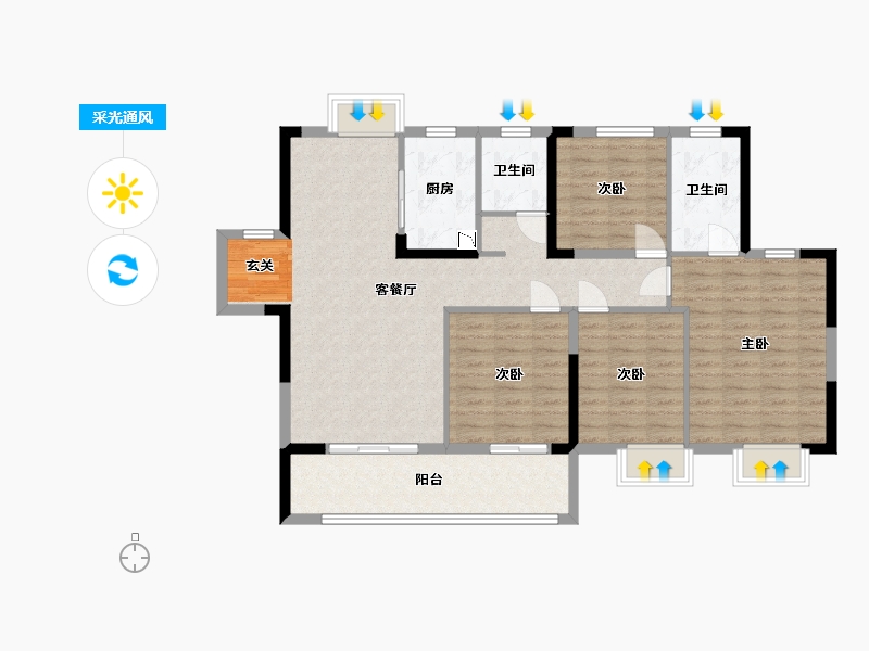 江西省-九江市-新旅・明樾府-111.40-户型库-采光通风