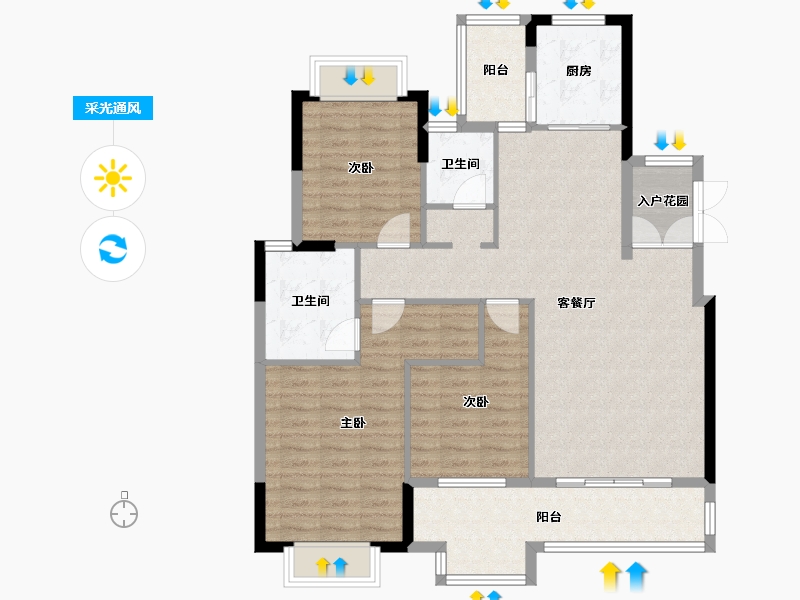 湖南省-岳阳市-惠风园-108.53-户型库-采光通风