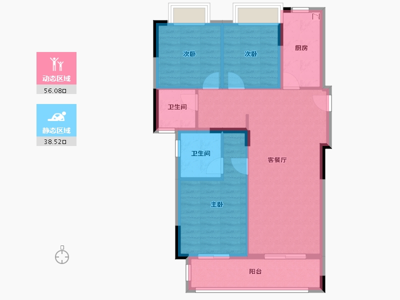 湖北省-武汉市-城投大桥龙城-85.13-户型库-动静分区