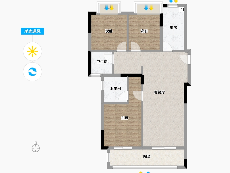 湖北省-武汉市-城投大桥龙城-85.13-户型库-采光通风