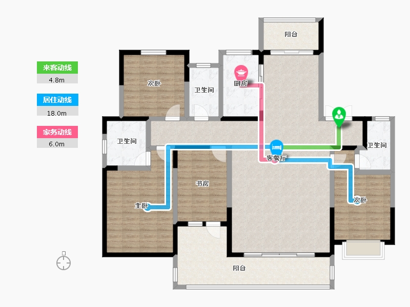 陕西省-榆林市-府州公馆-161.86-户型库-动静线