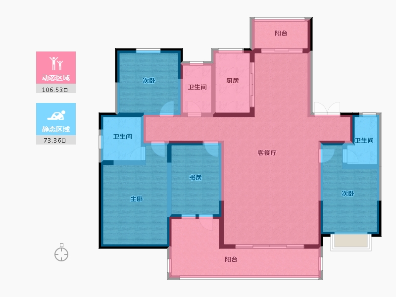 陕西省-榆林市-府州公馆-161.86-户型库-动静分区