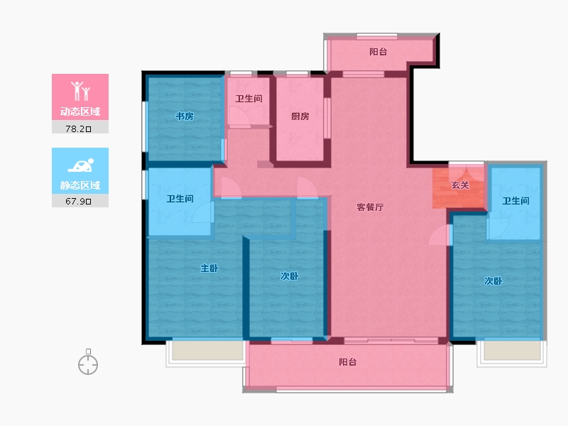 北京-北京市-昆明融创文旅城-130.47-户型库-动静分区