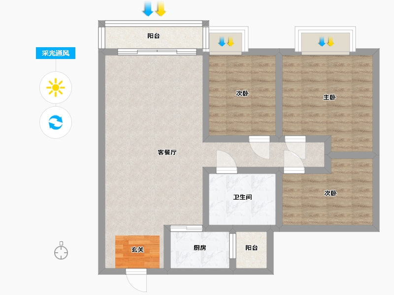 海南省-儋州市-小岛家居-75.46-户型库-采光通风