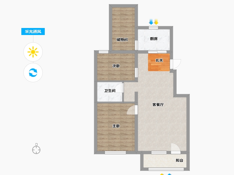 江苏省-南通市-首开缇香郡-67.25-户型库-采光通风