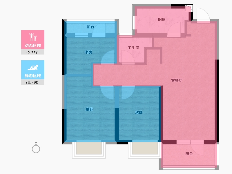 山东省-烟台市-绿地德迈珑璟台-61.96-户型库-动静分区